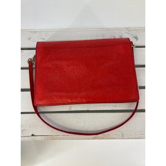 KATE SPADE SMALL RED OSTRICH LEATHER WOMENS SHOULDER BAG - Picture 3 of 12
